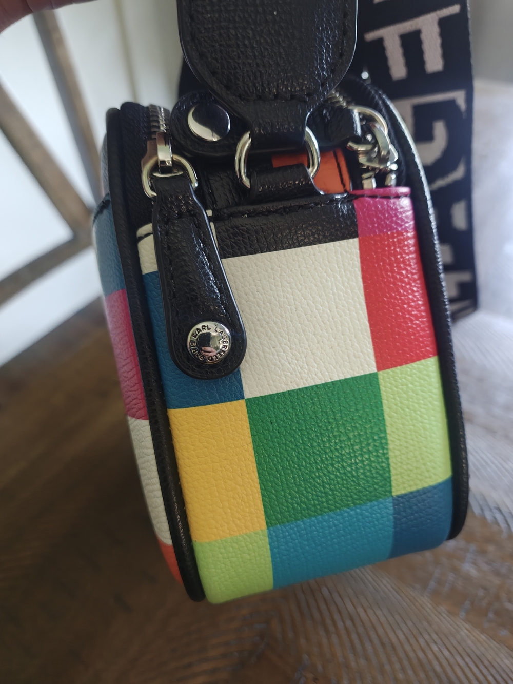 Karl Lagerfeld Multicolor Check Camera Bag with Strap - Picture 3 of 10